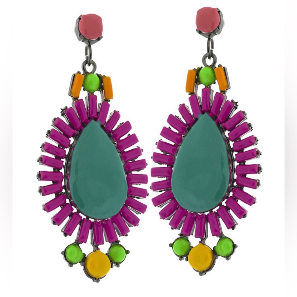 Hand Enameled Statement Earrings,Nwt-Boutique